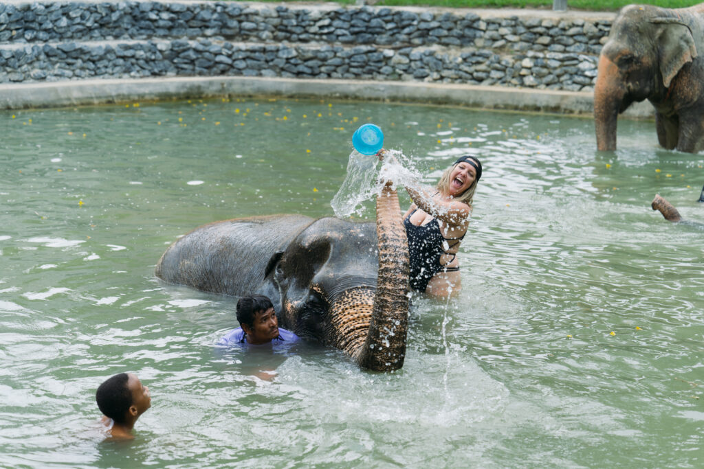 Bathing with the elephants